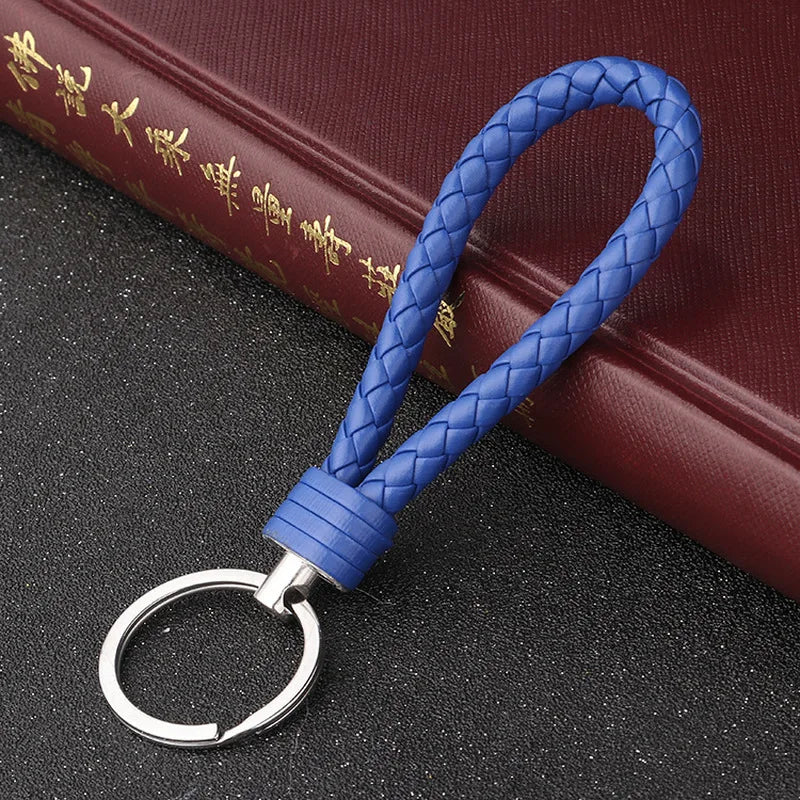 Handmade Knitted Rope Making Leather Rope Keychain for Women Men Rope for Hanging Bags Key Chain Porte Clef Chaveiro Keychains