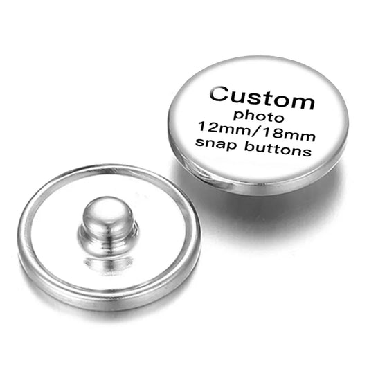 New DIY Custom Snap Buttons 12mm/18mm/20mm Silver /Golden Snap Buttons Personalized Photo for DIY Necklace Jewelry