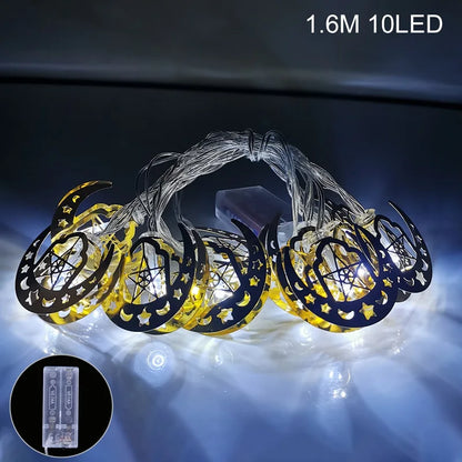 1.6M Moon Star Led Light String Eid Mubarak Decor Ramadan Decor for Home Muslim Islamic Decor Hajj Ramadan Kareem Eid Al Adha