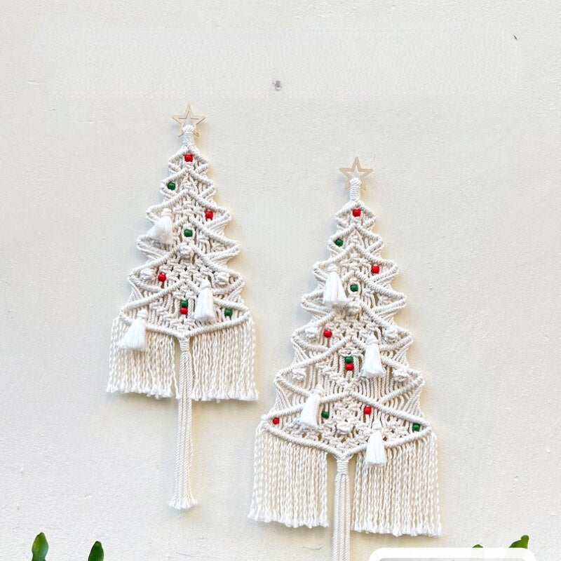Macrame Christmas Tree White Pine Tree Christmas Wall Hanging Boho Christmas Decor Farmhouse Xmas Decor Unique Christmas