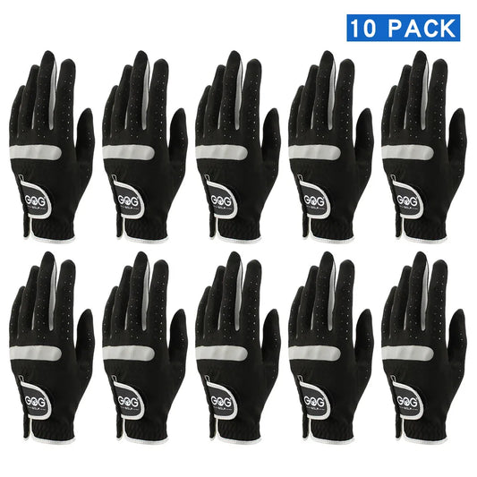 Pack of 10 PCS Men's Golf Gloves Breathable Black Soft Fabric Brand GOG Golf Glove Left Hand Drop Ship