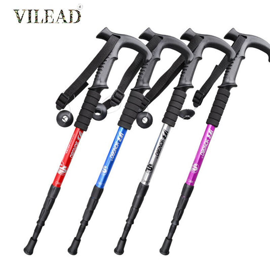 VILEAD Nordic Stick Adjustable Retractable Cane Outdoor Portable Travel Hiking Trekking Poles 2 Pcs 50-105cm