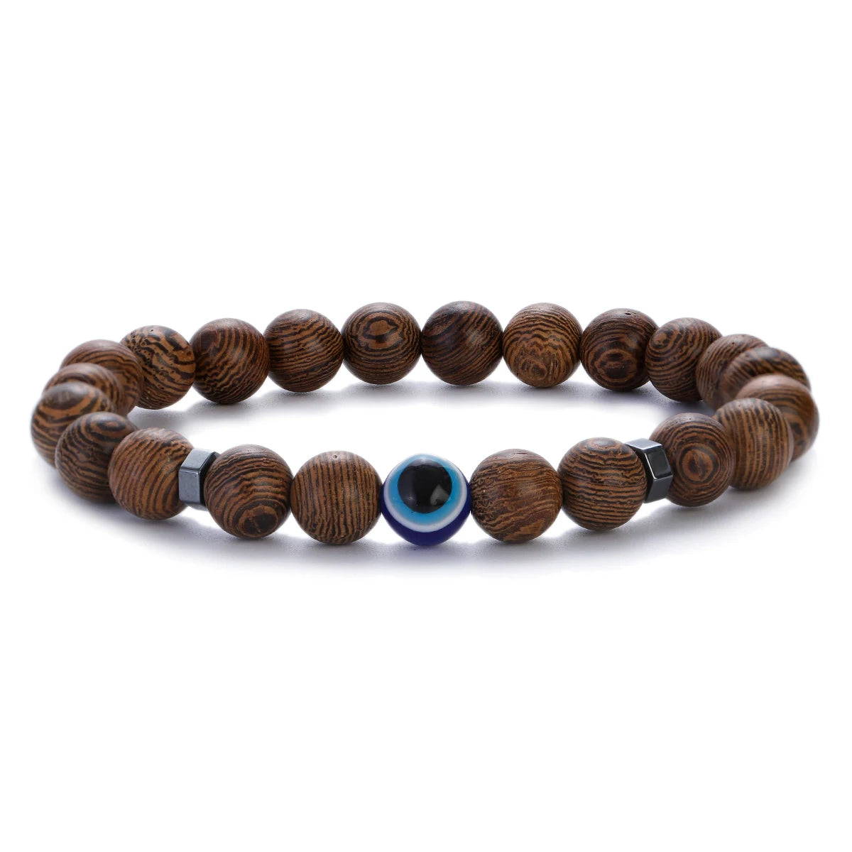 8mm New Natural Wood Beads Bracelets Men Black Ethinc Meditation White Bracelet Women Prayer Jewelry Yoga Bracelet Homme