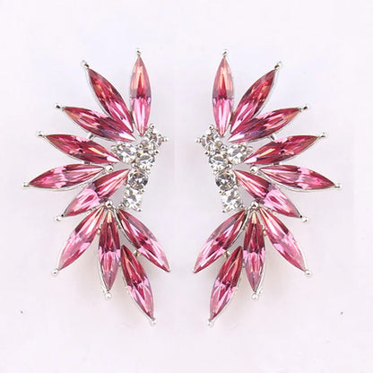 LUBOV Shining Rhinestone Wings Stud Earrings Acrylic Crystal Stone Women Piercing Earrings Trendy Wedding Jewelry Christmas