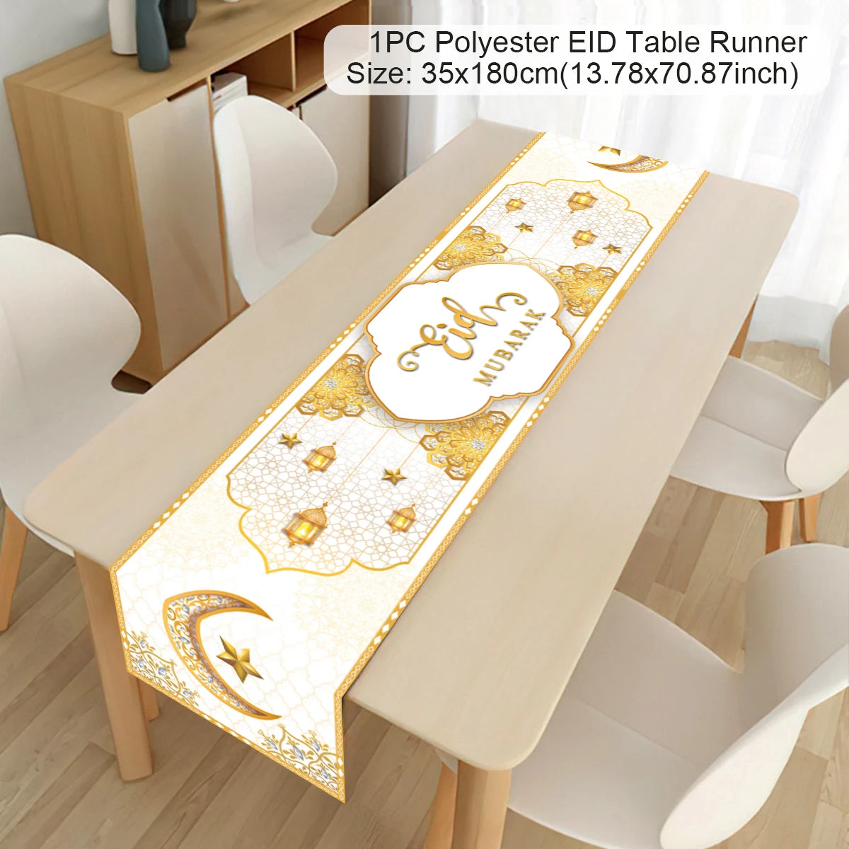 Ramadan Decor Table Runner EID Mubarak Decoration 2024 for Home Tablecloth Ramadan Kareem Islamic Muslim Party Eid Al Adha