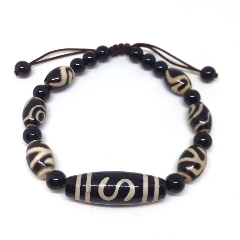 Tibet Dzi Beads Bracelet Natural Stone 9 Eyes and 3 Eyes Beads Fengshui Beads Bracelet