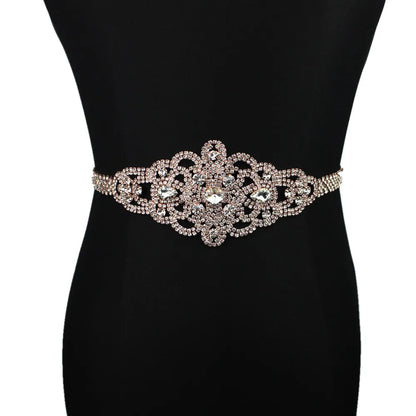 Handmade Silver Bridal Belt Rhinestone Waistband Applique for Evening Prom Dresses Wedding Decoration White Beige Sash Ribbon