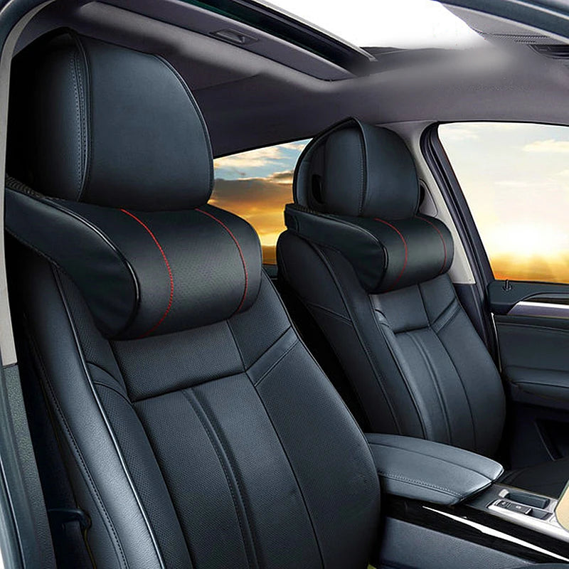 PU Leather Auto Car Neck Pillow Memory Foam Pillows Neck Rest Seat Headrest Cushion Pad Automobiles Accessories