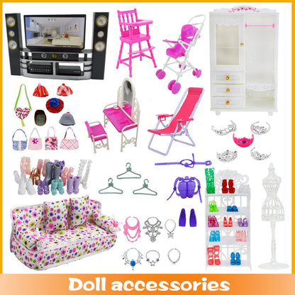 Mix Doll Accessories Option Shoes / Shoe Cabinet White Rack Storage Sofa Dresses Dollhouse Furniture for Barbie Doll