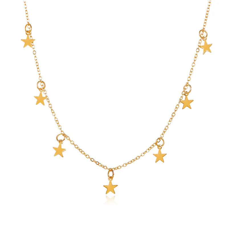 Gold Color Chain Tassel Star Choker Necklace for Women Boho Chocker Necklace Pendants on Neck Collier Femme Jewelry