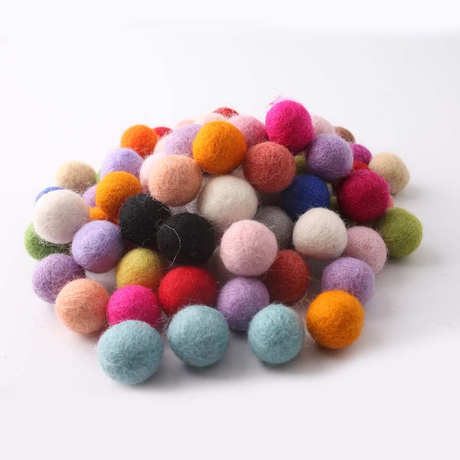 Nepal Wool Ball 100PC 2cm Multicolour Felt Balls Christmas Decor Baby Room DIY Rattle Handmade Crafts Baby Accessories