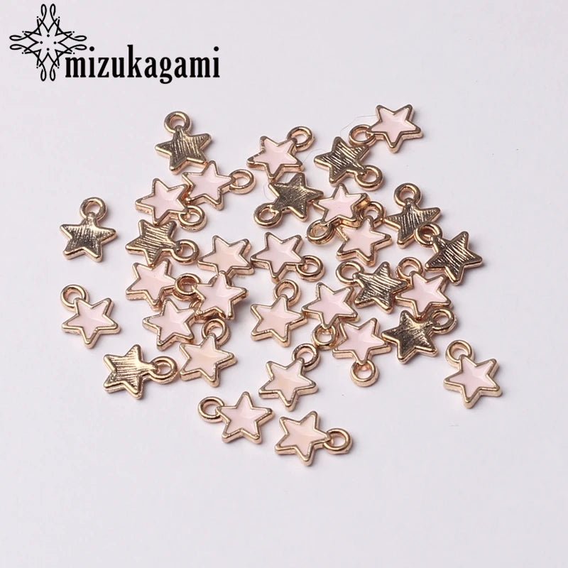 Zinc Alloy Black White Enamel Charms Mini Stars Charms 6mm 50pcs/Lot for DIY Jewelry Making Finding Accessories