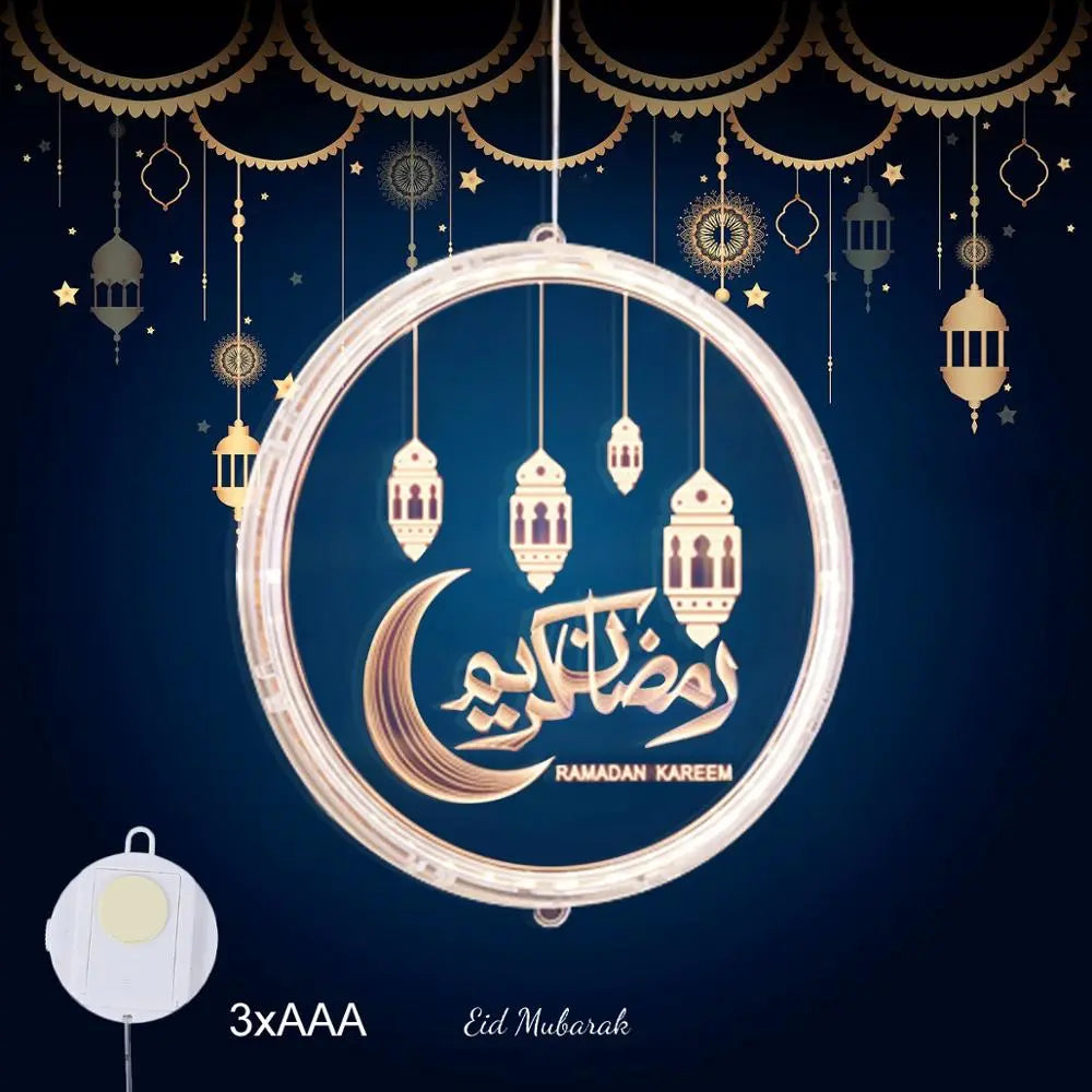 Eid Mubarak Moon Star Light Decor Islam Ramadan Decorations for Home 2024 Islamic Muslim Party Ramadan Kareem Eid Al-Adha