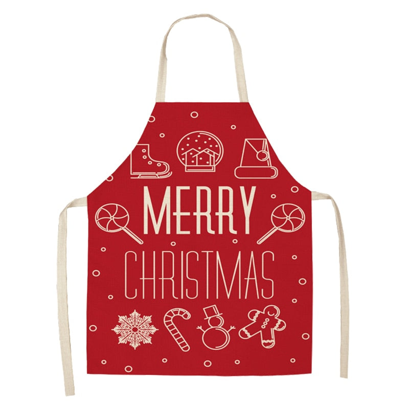 Linen Merry Christmas Apron Christmas Decorations for Home Kitchen Accessories Natal Navidad 2023 New Year Christmas