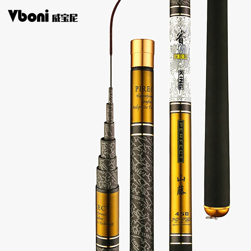 Telescopic Fishing Rod High Quality Carbon Fiber 3.6M4.5M6.3M7.2M8M9M10M Ultra Light Hard Travel Carp Casting Pole