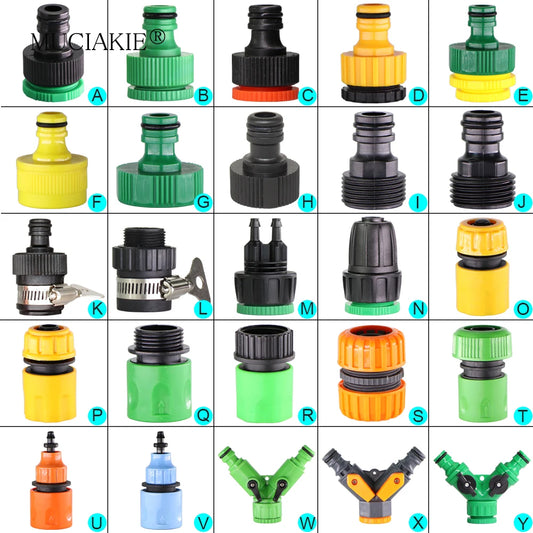 MUCIAKIE Variety Style Garden Tap 1/2" 3/4" Male Female Thread Nipple Joint 1/4" Hose Quick Connector Irrigation Water Splitters