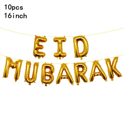 10pcs Eid Mubarak Latex Balloon Balloons Ramadan Kareem Decoration Ramadan Mubarak Muslim Islamic Festival Party DIY Decorations
