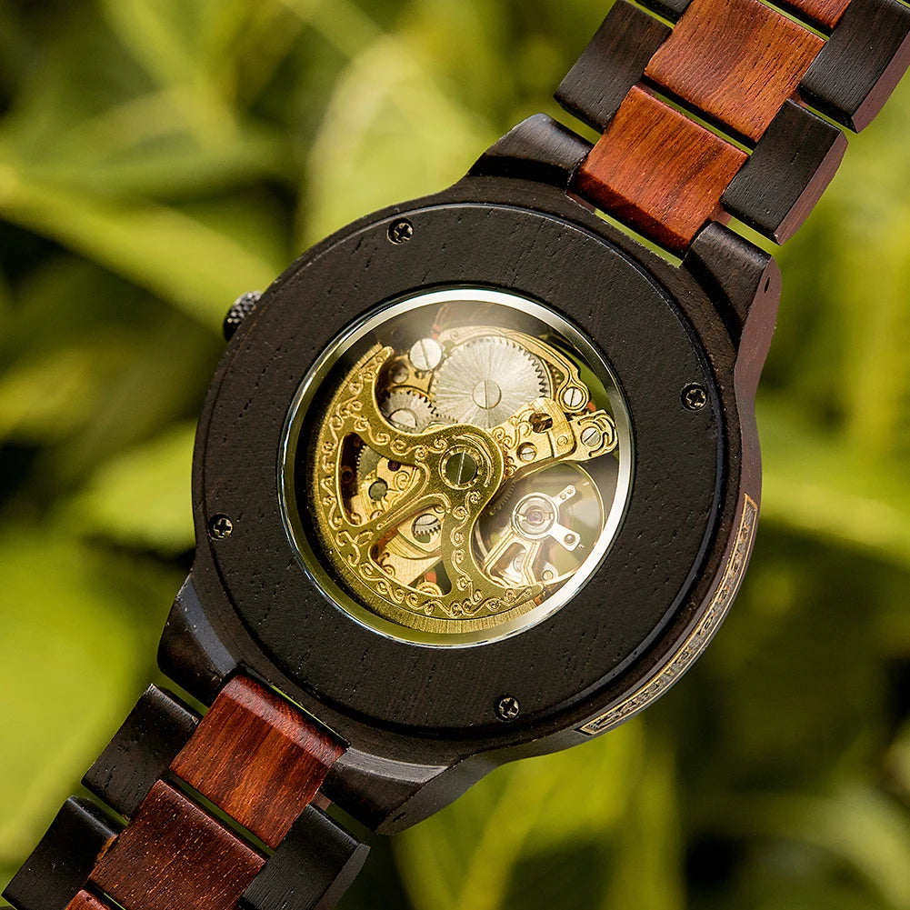 BOBO BIRD Wood Mechanical Watch Men Relogio Masculino Big Mens Watches Top Brand Luxury Timepieces Erkek Kol Saati