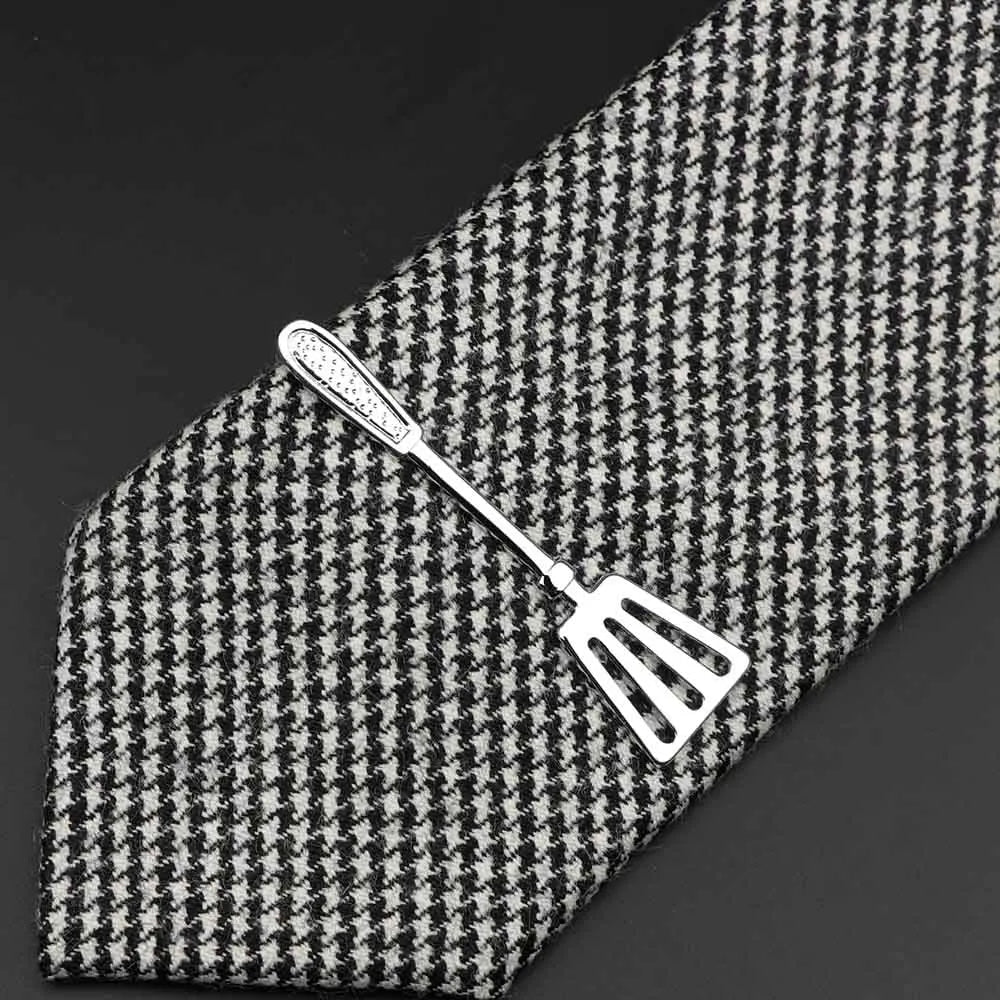 1 Piece Chrome Stainless Glasses Car Airplane Fork Spoon Shape Metal Tie Clip for Men Necktie Clips Pin for Mens