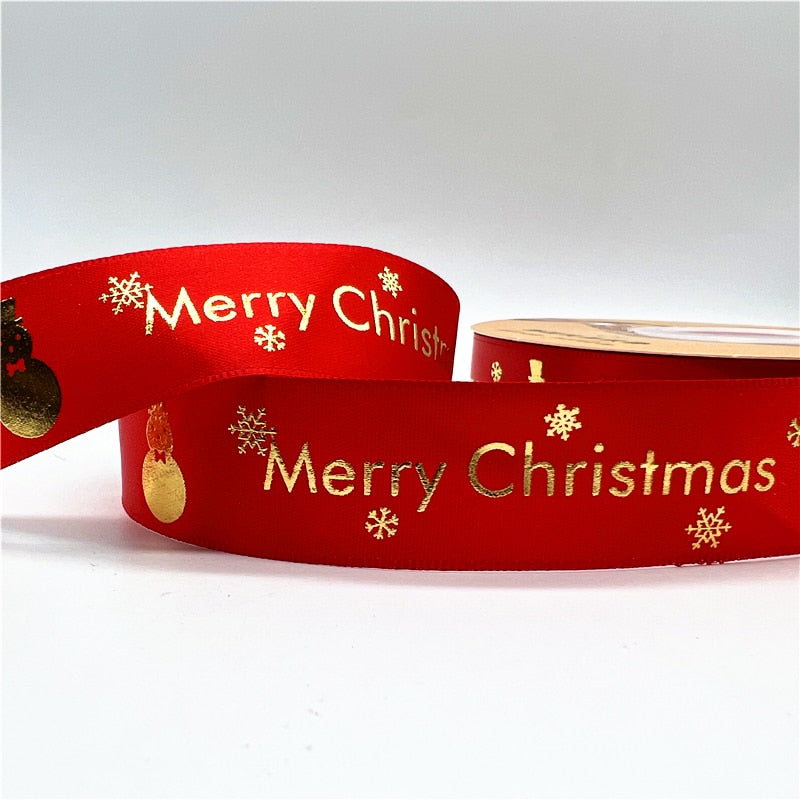5yards 1inch 25mm Christmas Ribbon Printed Christmas Polyester Ribbon for Handmade Design Christmas Decoration