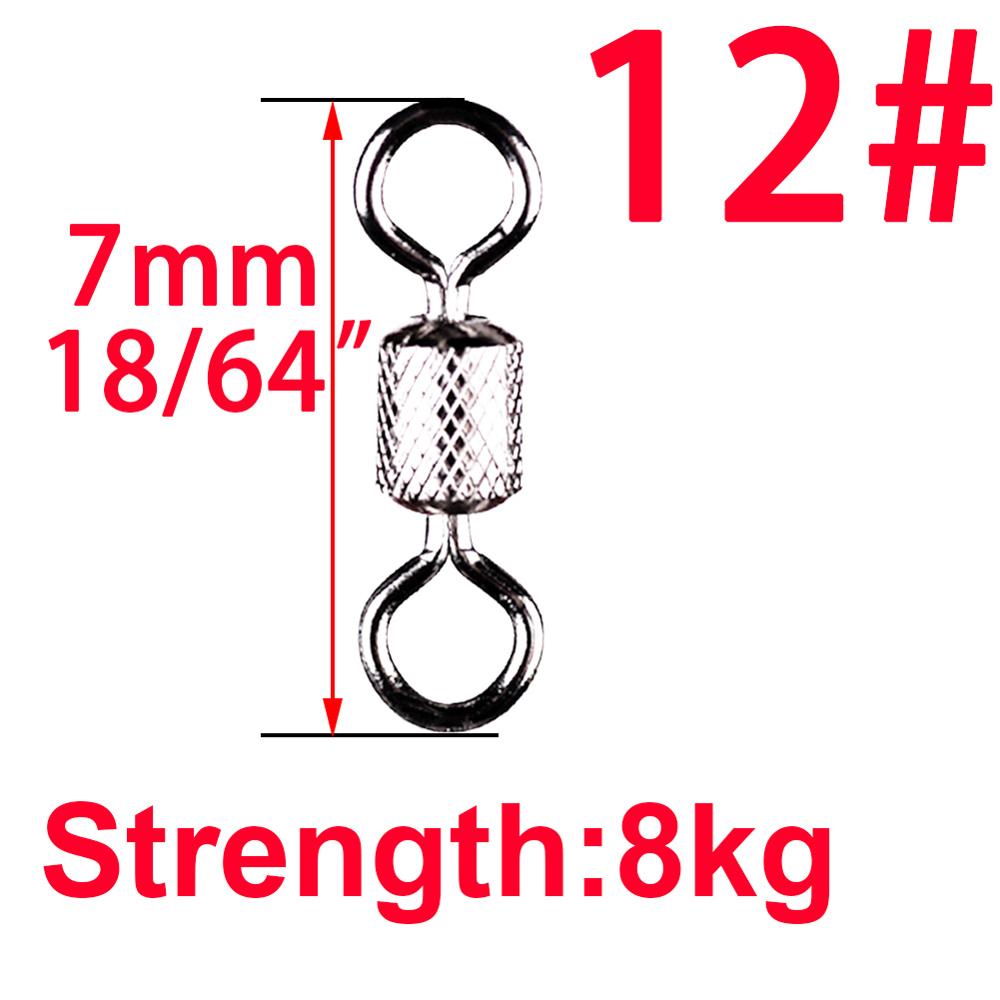 50pcs/Box Stainless Steel Fishing Connector Barrel Swivel Rolling Ball Sinker Tool Tackle Goods for Fly Fishing Hook Lure