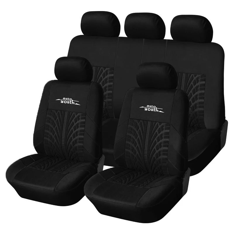 AUTOYOUTH Car Seat Covers Full Set Car Seat Protector Auto Seat Covers Polyester Fabric Universal Fits Most Cars Covers Orange