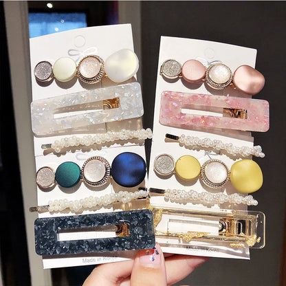 Hair Clips for Women Headband Hairpins Barrettes Pearl Geometric Girls Hairgrips Fashion Hair Jewelry Accessories 3pcs/Set
