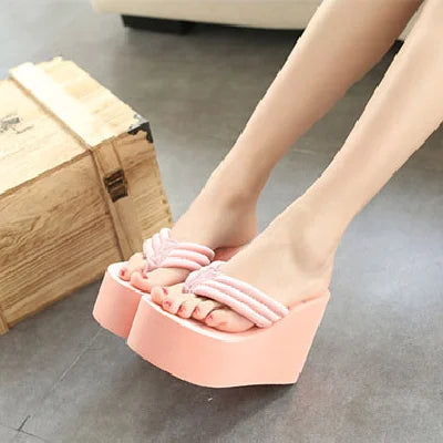 New Summer Women Slippers Woman Leisure Flip Flops Beach High Platform Slippers Mujer Fashion Shoes Casual Sandals Female
