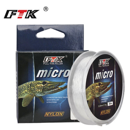 FTK  Ice Fishing Nylon Line 30M 2.9-12.5lb 1.3-5.7kg 0.08-0.25 DIA/MM Fishing Line Transparent for Carp Wire Winter Ice Nylon