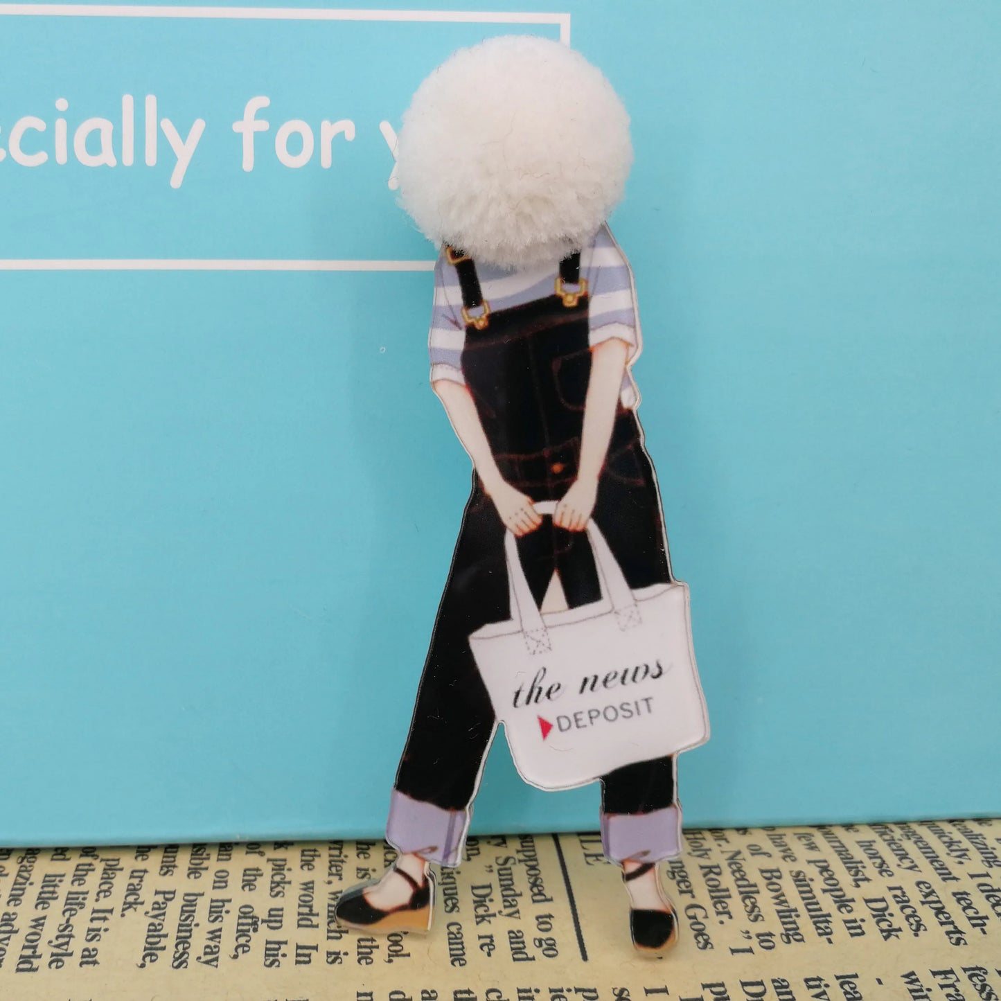 Fashion Brooch Pins for Woman Brooches Cute Girls Cartoon Models Acrylic Brooches Kawaii Pompom Clothing Jewelry Accessories