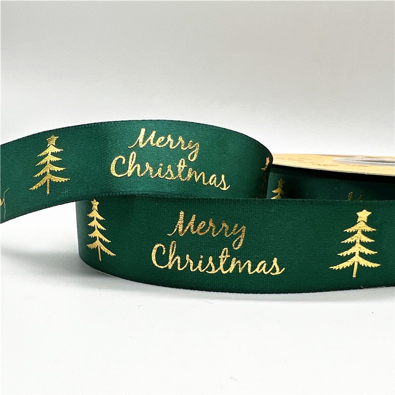 5yards 1inch 25mm Christmas Ribbon Printed Christmas Polyester Ribbon for Handmade Design Christmas Decoration