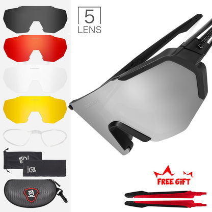 QUESHARK Women Men Polarized Cycling Sunglasses 5 Lens/Set Sports MTB Bicycle Eyewear Riding Road Bike Glasses Goggles QE42