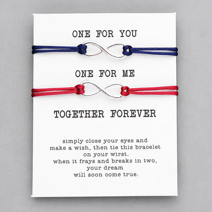 Pipitree 2pcs/Set Together Forever Love Infinity Bracelet for Lovers Red String Couple Bracelets Women Men's Wish Jewelry