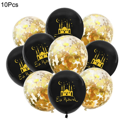 10Pcs Eid Mubarak Latex Balloon Ramadan Kareem Decoration Air Globos Ramadan Mubarak Muslim Islamic Festival Party Supplies 2024