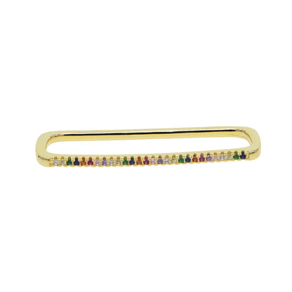 Fashion Women Jewelry 1 Piece Ear Cuff No Piercing Ear Clip White Rainbow Cz Rectangle Cuff Earring