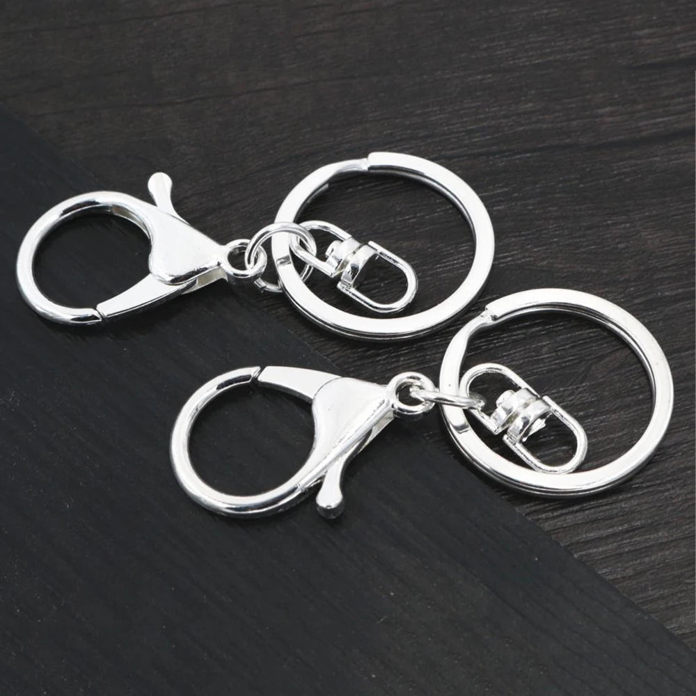 5pcs/Lot 30mm Key Ring Long 70mm Popular Classic 11 Colors Plated Lobster Clasp Key Hook Chain Jewelry Making for Keychain