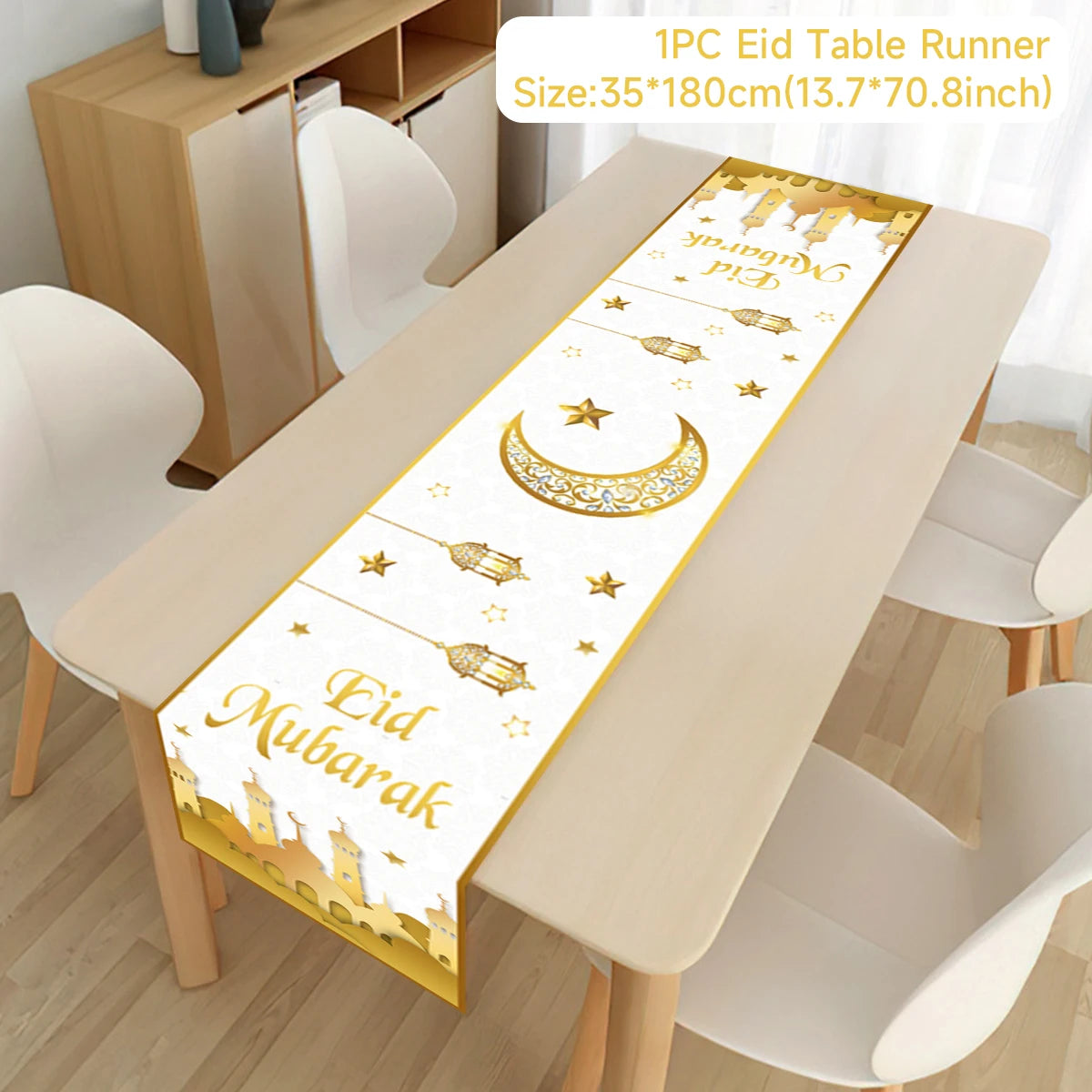 Ramadan Decor Table Runner EID Mubarak Decoration 2024 for Home Tablecloth Ramadan Kareem Islamic Muslim Party Eid Al Adha