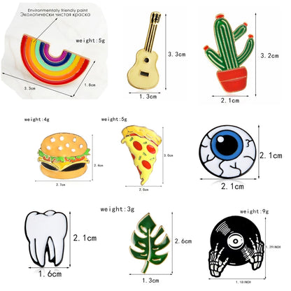 Rainbow Enamel Lapel Cartoon Pins Fruits Food Mix Brooches Badges Backpack Cute Pins for Friends Jewelry