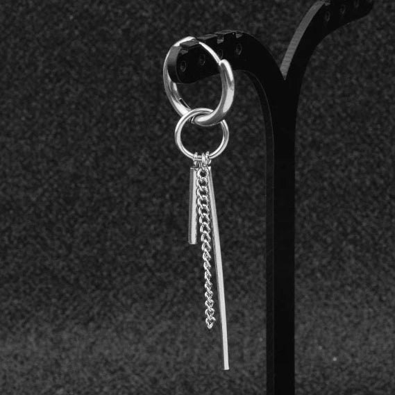 SOHOT Hot Dangle Long Tassel Unisex Hoop Earrings Punk Metal Jewelry Brincos Silver Color Star Cross Pendant Exaggerate Design
