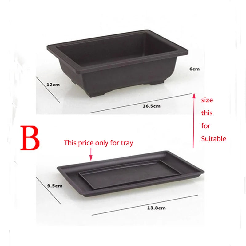 Imitation Tray for Imitation Plastic Rectangle Flower Pots Tray Suitable S & M & L Imitation Purple Sand Balcony Flower Pots 1p