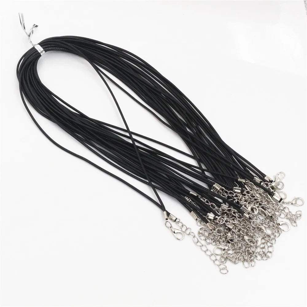 Handmade Leather 20pcs/Lot Adjustable Braided Rope Necklaces & Pendant Charms Findings Lobster Clasp String Cord