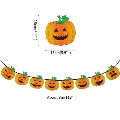 2023 Year Happy Halloween Banner Garland for Halloween Home Hanging Ornament Decorations Kids Child Favors Creative