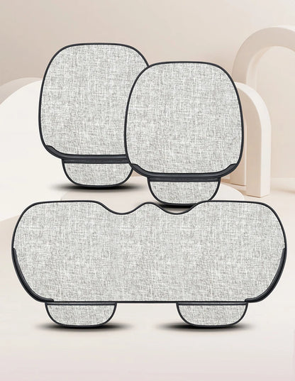 Flax Car Seat Covers Front Rear Full Set Choose Car Seat Cushion Linen Fabric Seat Pad Protector Car Accessories Anti-Slip
