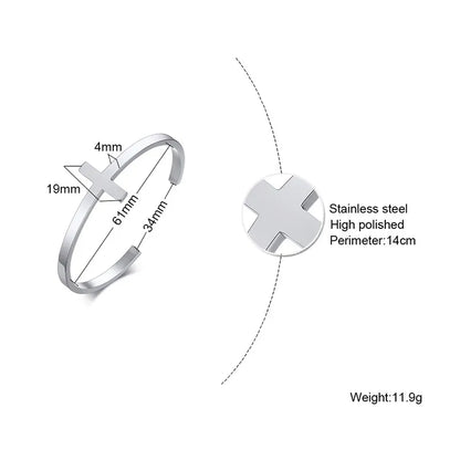 Silverly Cross Cuff Bracelet Stainless Steel Sideways Cross Bracelet Open Cuff Bangle for Men Unisex Jewelry