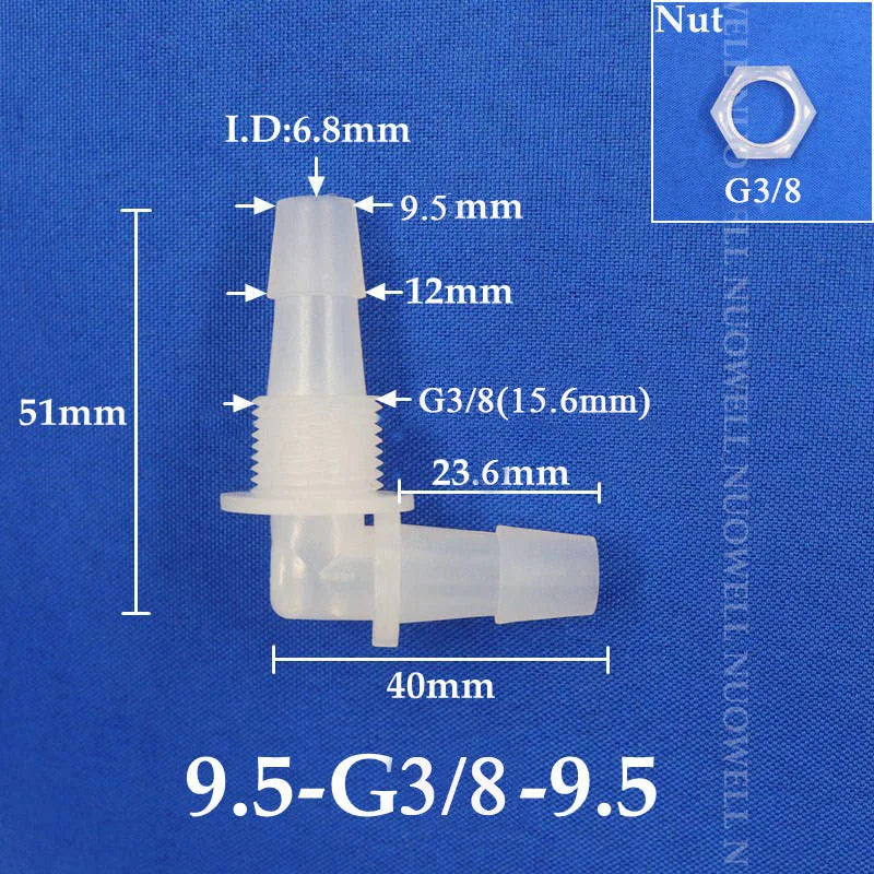 5~200pcs M6 M8 G1/8~g1/2 Thread to 2-12mm PP Bulkhead Union Elbow Connectors Hex Nut Aquarium Fish Tank Air Pump Hose Connector
