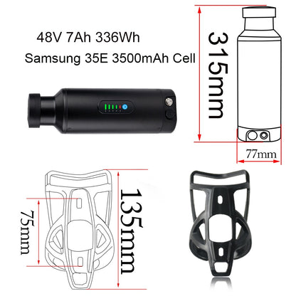 Bottle eBike Battery Pack 36V 10.5Ah 48V 7Ah With Branded San-Yo L-G Li-Ion Cell Bafang TSDZ2 750W 500W 350W 250W Mini Batteries