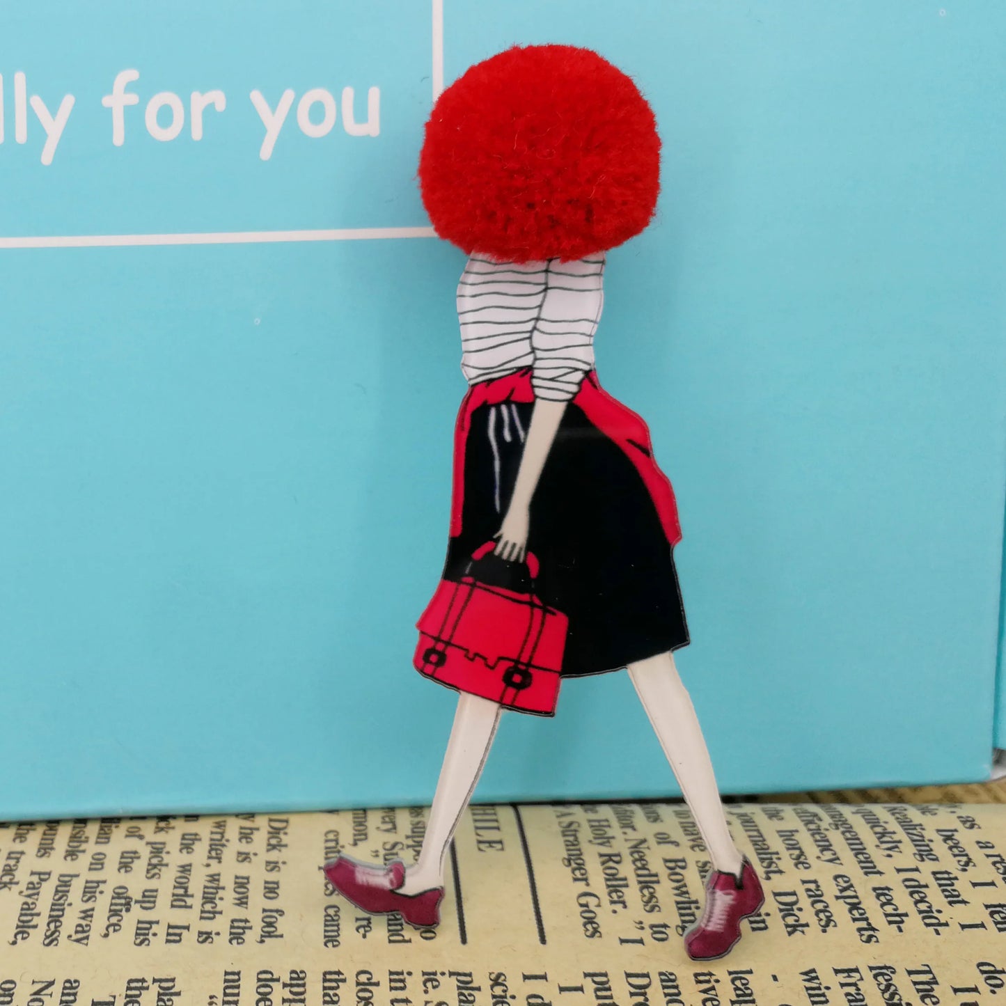 Fashion Brooch Pins for Woman Brooches Cute Girls Cartoon Models Acrylic Brooches Kawaii Pompom Clothing Jewelry Accessories