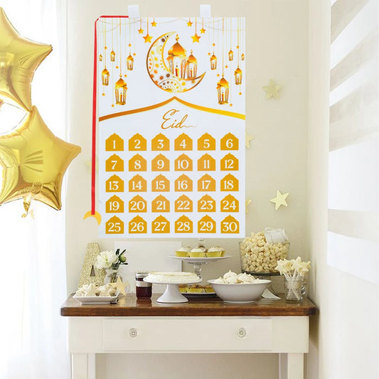 Ramadan Countdown Felt Calendar Eid Mubarak Decorations for Home Islamic Muslim Party Decor Ramadan Kareem Eid Al Adha Kid