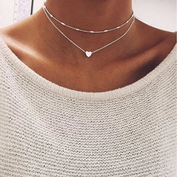 Bohemian Moon Star Crystal Heart Choker Necklace for Women Necklace Pendant on Neck Chocker Necklace Jewelry