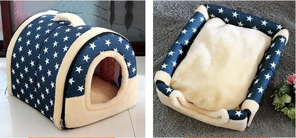 Large Pet Dog Bed Cat House Cave Comfortable Print Stars Kennel Mat for Pet Puppy Winter Summer Foldable Cat Bed Pet Supply